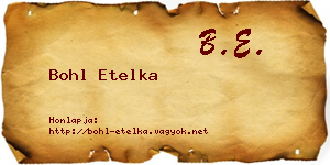 Bohl Etelka névjegykártya